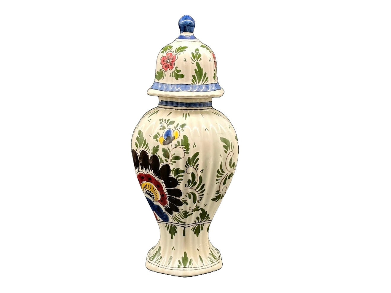 Kleurrijke Delfts Blauwe Vaas - Perfecte vintage conditie - Delft- Handwerk - Handgeschilderd - Verzamelopbject - Gratis verzending