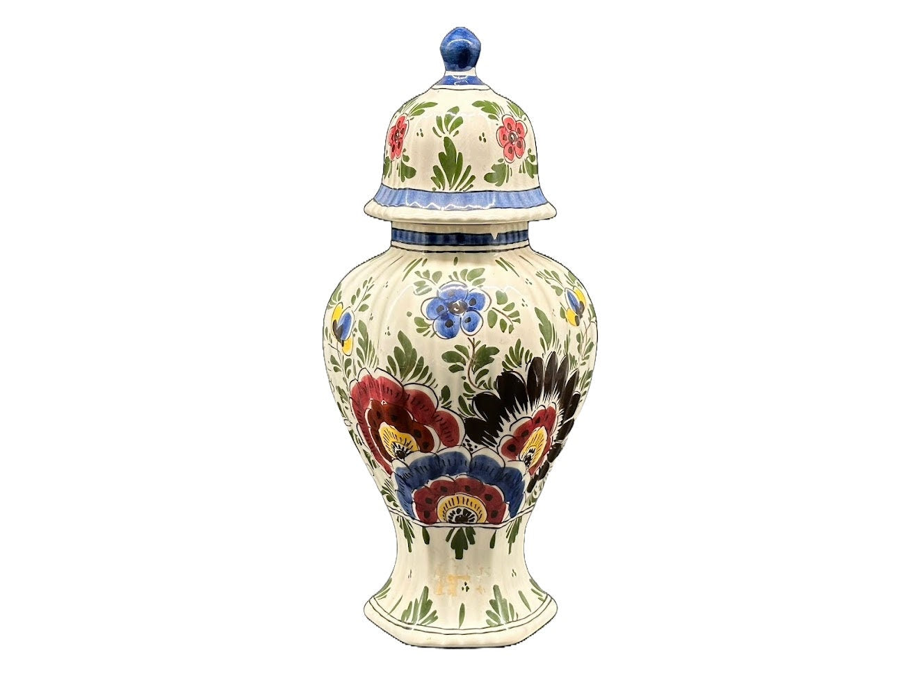 Kleurrijke Delfts Blauwe Vaas - Perfecte vintage conditie - Delft- Handwerk - Handgeschilderd - Verzamelopbject - Gratis verzending