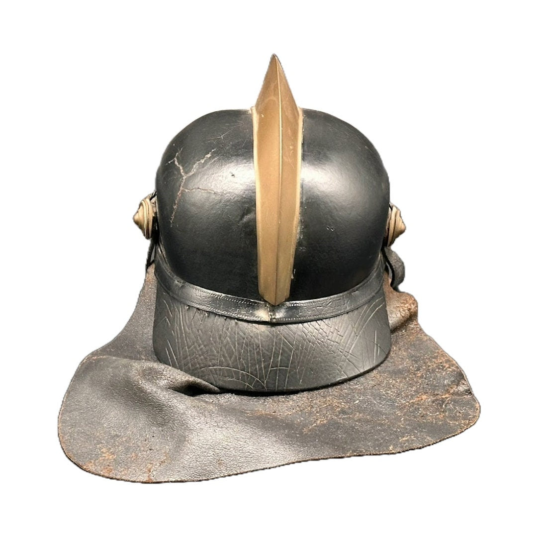 Antieke Nederlandse Leren Brandweerhelm - Jaren 20/30 - Vintage - Verzamelobject - Brandweer - Gratis Verzending