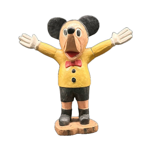 Mickey Mouse 40 cm - Houtsnijwerk - Jaren '60 - Handgeschilderd - Vintage - Gratis Verzending - Antiek - Homedecor - Cadeau - Gift