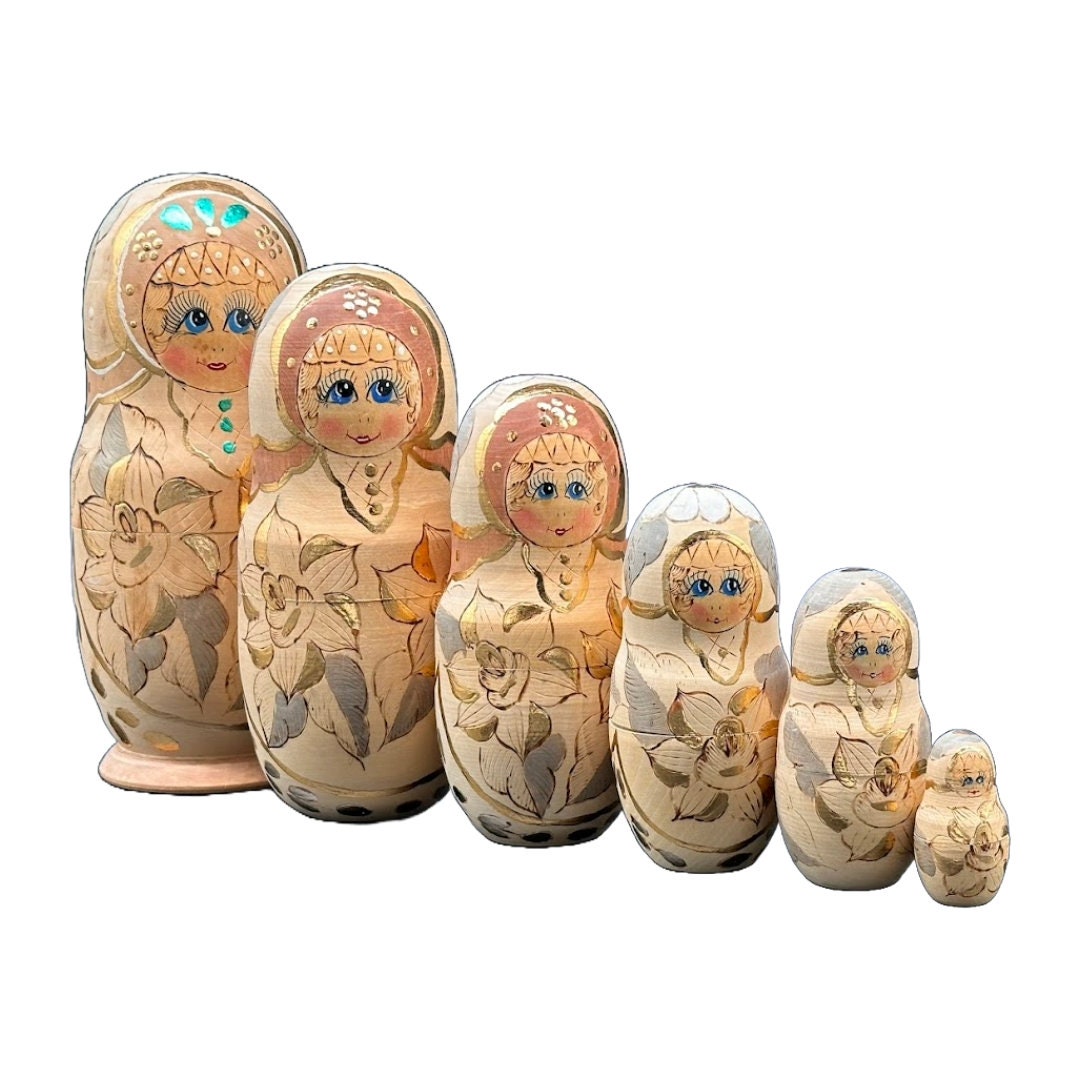 6-delig Matroesjka-set uit 1995 - Vintage - Smaakvol - Interieurdesign - Antiek - Cadeau - Nestpoppen - Gratis Verzending