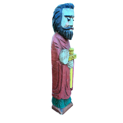 Beautiful Antique Wooden Statue of Saint Matthias with Sword - Unique Gift for Real Connoisseurs