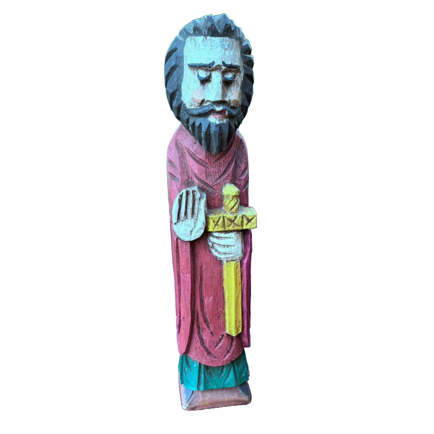 Beautiful Antique Wooden Statue of Saint Matthias with Sword - Unique Gift for Real Connoisseurs