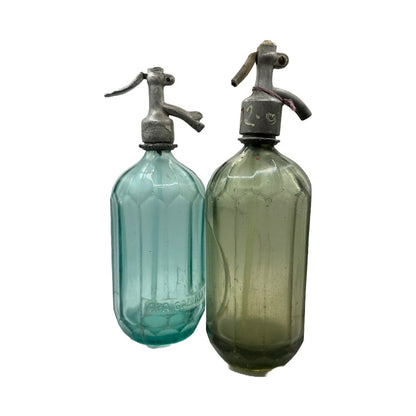 Set of 2 Colorful Siphon Soda Spray Bottles - Vibrant Decoration for Living Room or Mancave!