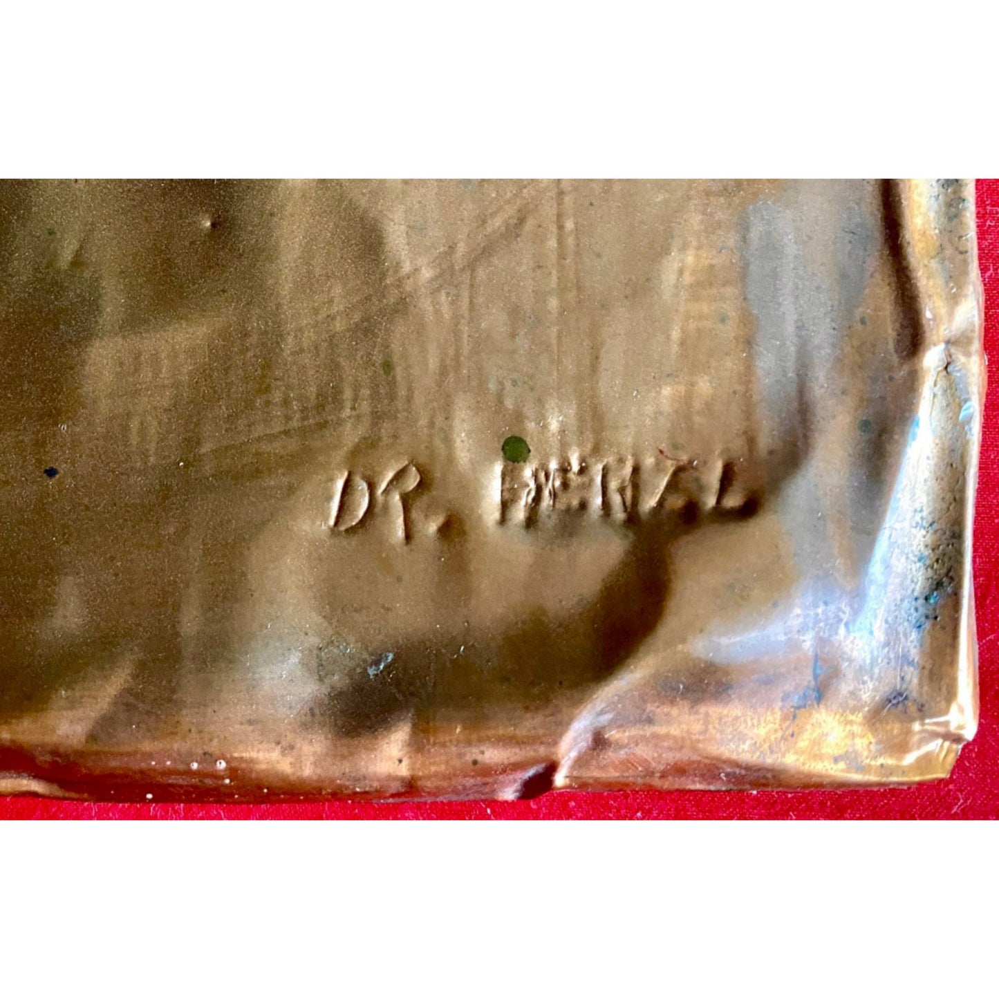 Antieke Koperen Reliëf Plaquette van Dr. Theodor Herzl, Oprichter van de Zionistische Beweging - Circa 1898 - Joodse geschiedenis - Zionisme
