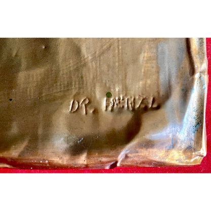 Antieke Koperen Reliëf Plaquette van Dr. Theodor Herzl, Oprichter van de Zionistische Beweging - Circa 1898 - Joodse geschiedenis - Zionisme