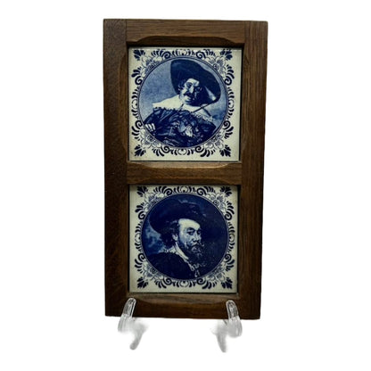 Ongemerkt Delfts Blauw Tegeltableau - Meesterlijke Kunstwerken in Decoratieve Lijst