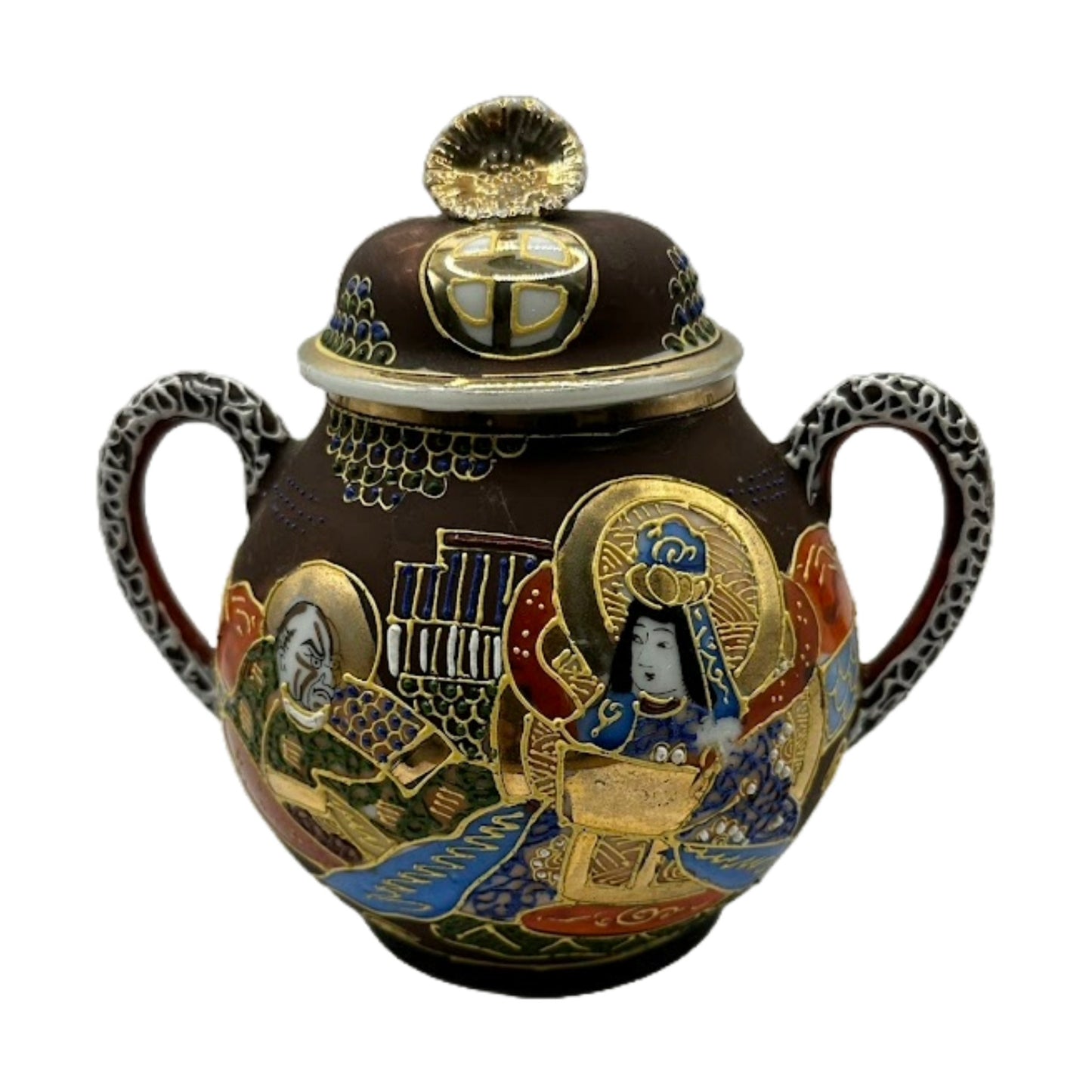 Beautifully Crafted Japanese (Satsuma) Milk Jug and Sugar Bowl Set – Hand-Painted Art from Japan