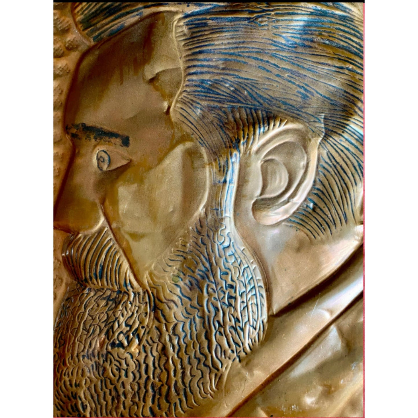 Antieke Koperen Reliëf Plaquette van Dr. Theodor Herzl, Oprichter van de Zionistische Beweging - Circa 1898 - Joodse geschiedenis - Zionisme