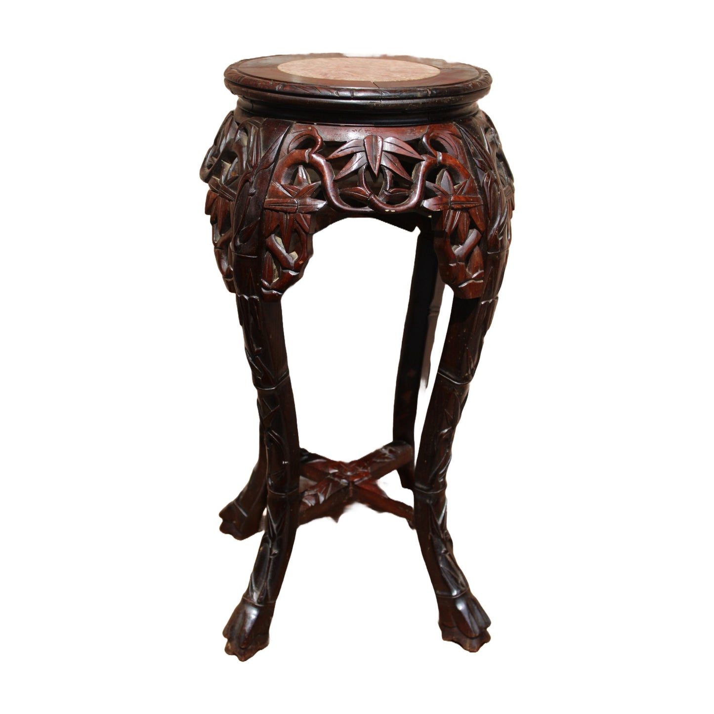 Free Shipping & Beautiful Gift: Beautiful Antique Indo-Chinese Plant Table or Side Table with Marble Inlay!