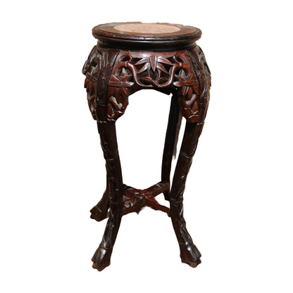 Free Shipping & Beautiful Gift: Beautiful Antique Indo-Chinese Plant Table or Side Table with Marble Inlay!