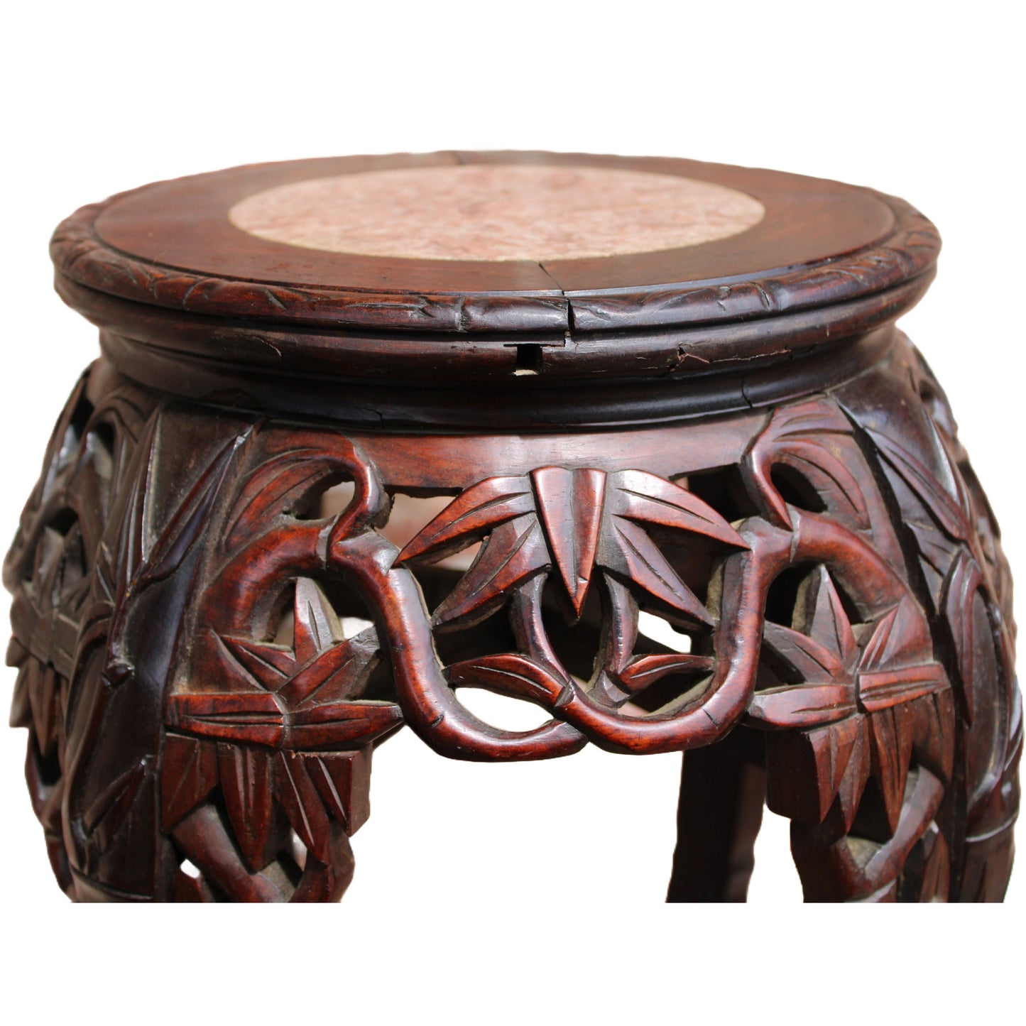 Free Shipping & Beautiful Gift: Beautiful Antique Indo-Chinese Plant Table or Side Table with Marble Inlay!