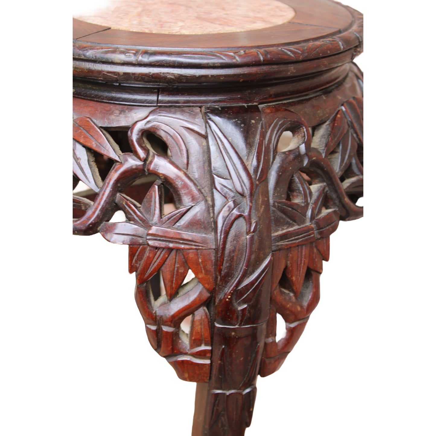 Free Shipping & Beautiful Gift: Beautiful Antique Indo-Chinese Plant Table or Side Table with Marble Inlay!