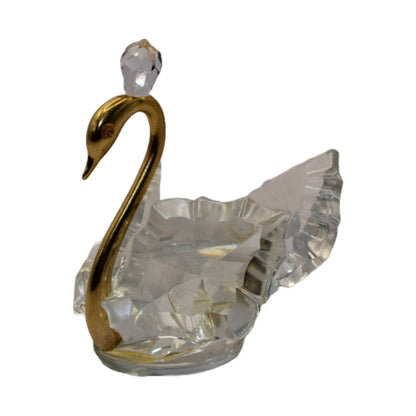 Exquisite Crystal Swan with Brass Net and Head - 6cm High - Delicate Collectible - Free Shipping