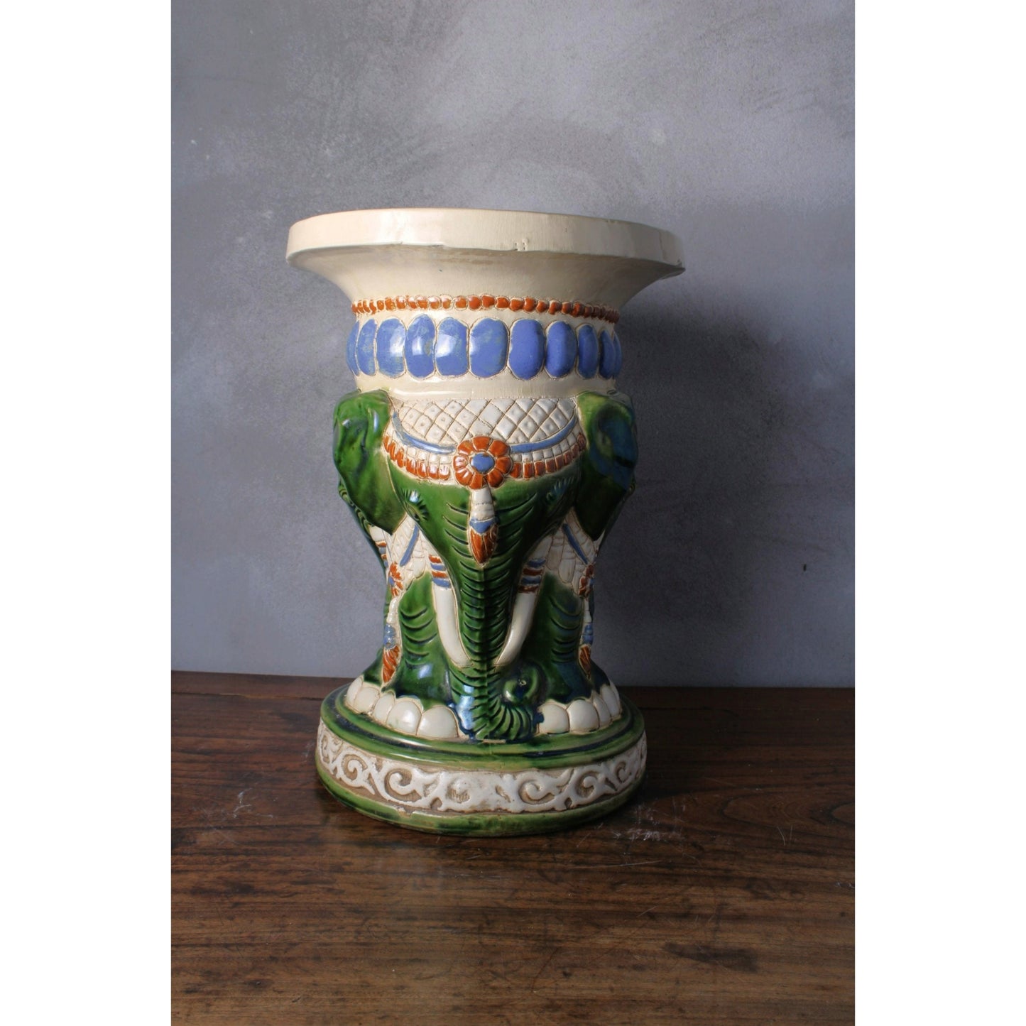 Unique Hand Painted XXL Ceramic Elephant Plant Stand - Hollywood Regency Style - Free Shipping - Home Decoration - Decoration
