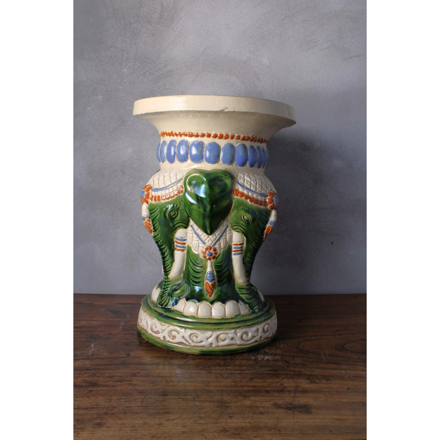 Unique Hand Painted XXL Ceramic Elephant Plant Stand - Hollywood Regency Style - Free Shipping - Home Decoration - Decoration
