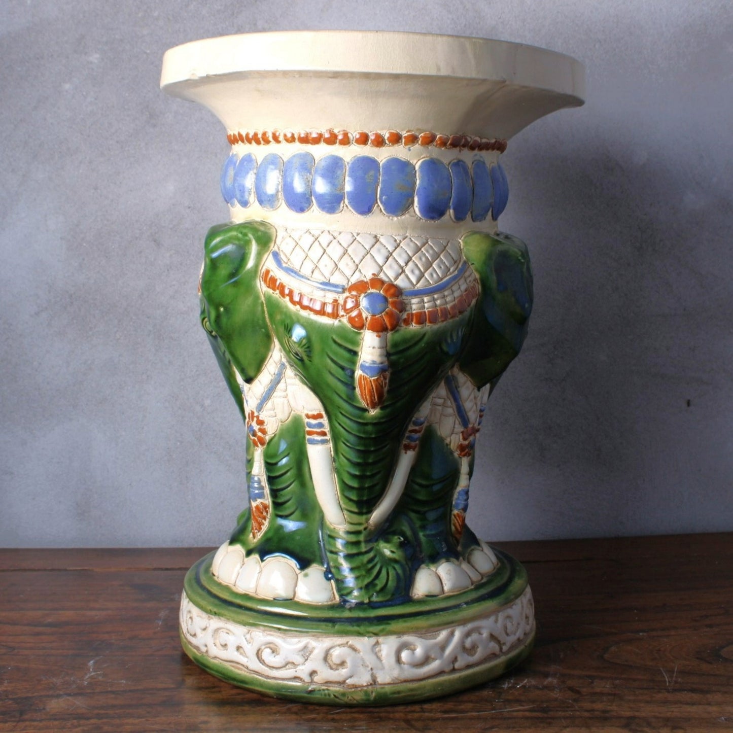 Unique Hand Painted XXL Ceramic Elephant Plant Stand - Hollywood Regency Style - Free Shipping - Home Decoration - Decoration