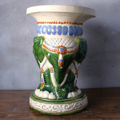 Unique Hand Painted XXL Ceramic Elephant Plant Stand - Hollywood Regency Style - Free Shipping - Home Decoration - Decoration