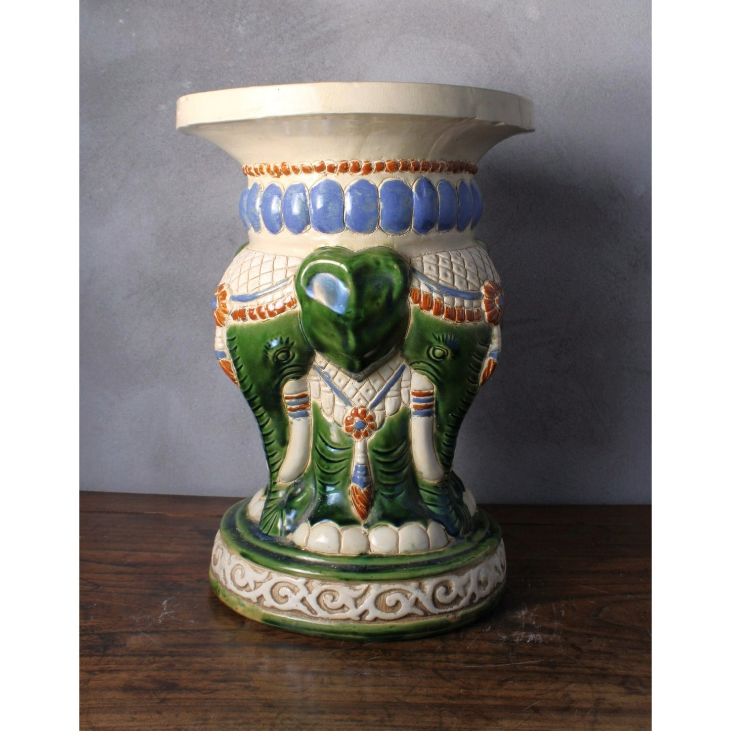 Unique Hand Painted XXL Ceramic Elephant Plant Stand - Hollywood Regency Style - Free Shipping - Home Decoration - Decoration