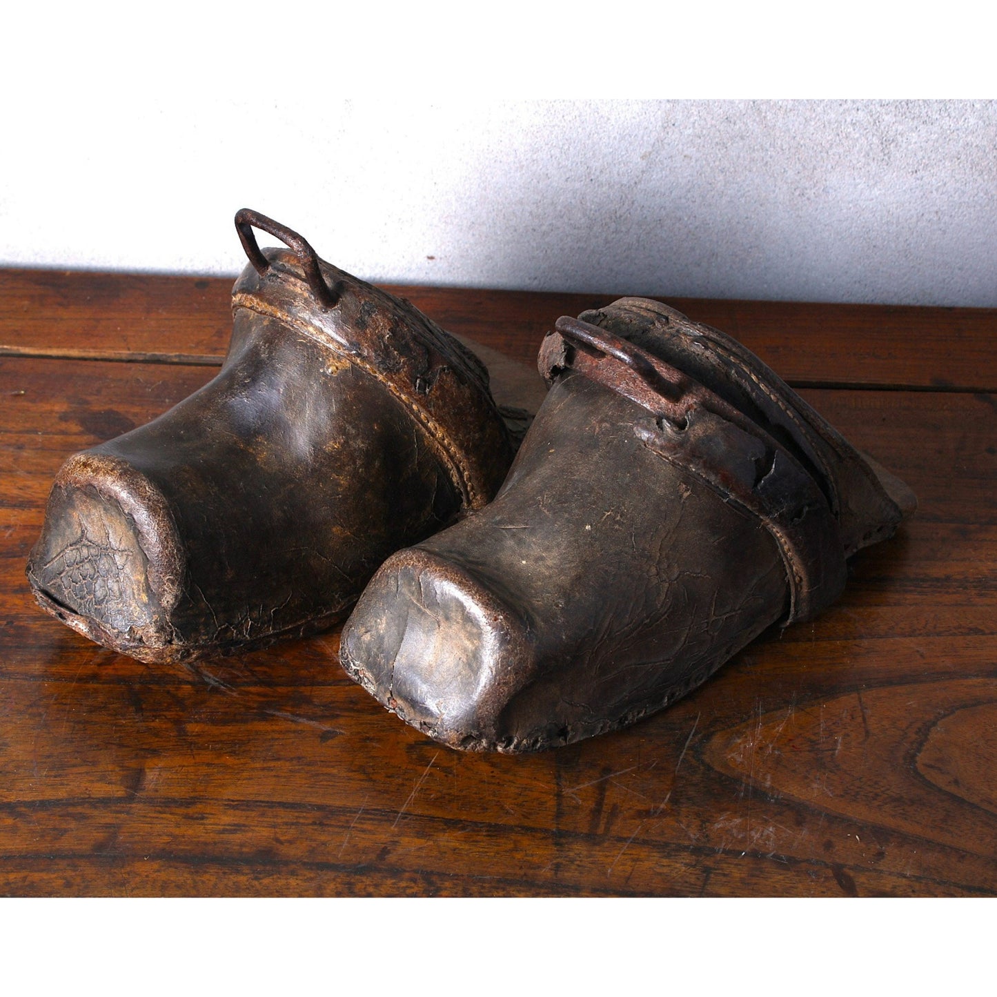 Antique Spanish Castilian Stirrups - Circa 1850, Wood, Leather & Metal - Free Shipping - Home Decoration - Equestrian