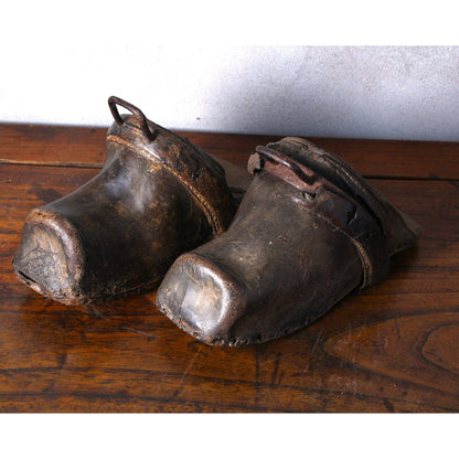 Antique Spanish Castilian Stirrups - Circa 1850, Wood, Leather & Metal - Free Shipping - Home Decoration - Equestrian