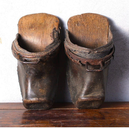 Antique Spanish Castilian Stirrups - Circa 1850, Wood, Leather & Metal - Free Shipping - Home Decoration - Equestrian