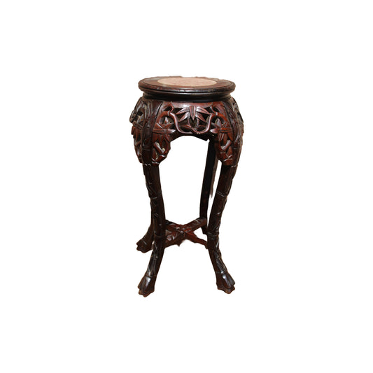 Gratis Verzending & Prachtig Cadeau: Prachtige Antieke Indo-Chinese Plantentafel of Bijzettafel met Marmeren Inleg!