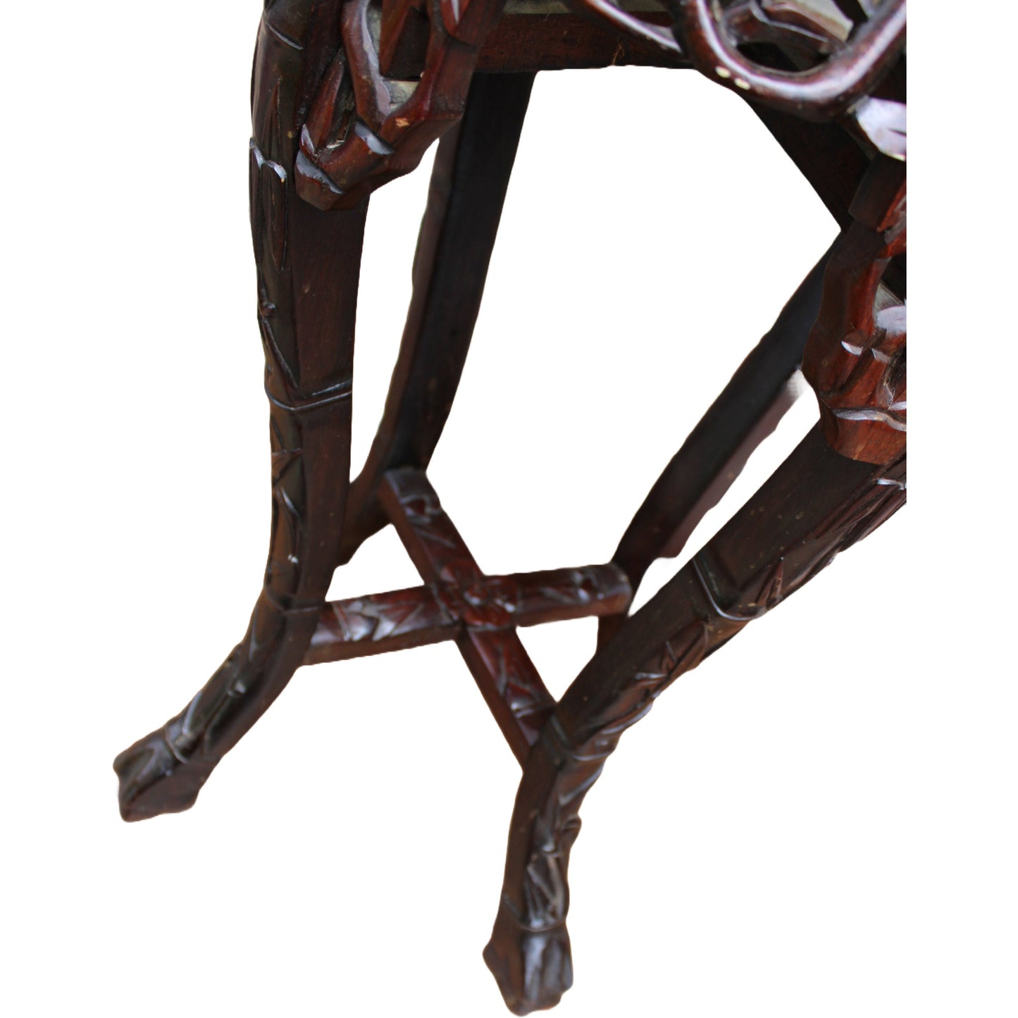 Free Shipping & Beautiful Gift: Beautiful Antique Indo-Chinese Plant Table or Side Table with Marble Inlay!