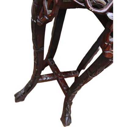 Free Shipping & Beautiful Gift: Beautiful Antique Indo-Chinese Plant Table or Side Table with Marble Inlay!
