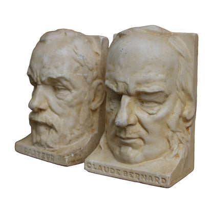 Gratis Verzending & Prachtig Cadeau: Prachtige Antieke Boekensteunen van Pasteur en Claude Bernard, Gesigneerd door Joanny Durand!