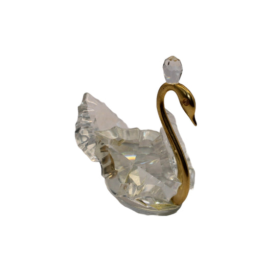 Exquise Kristallen Zwaan met Messing Net en Hoofd - 6 cm Hoog - Delicaat Verzamelobject - Gratis verzending