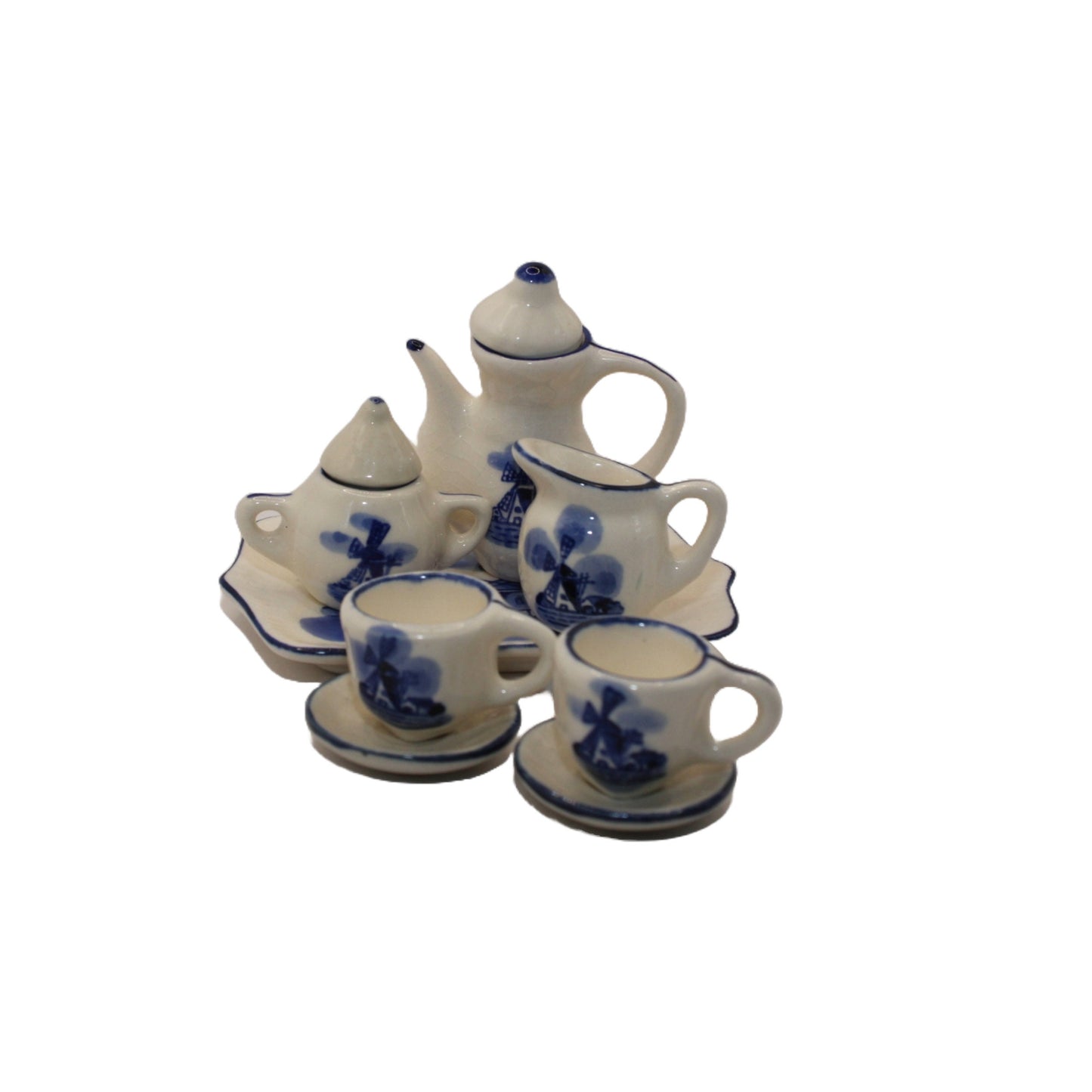 Beautiful Delft Blue Miniature Doll Service - A Piece of Dutch Tradition! - Free Shipping