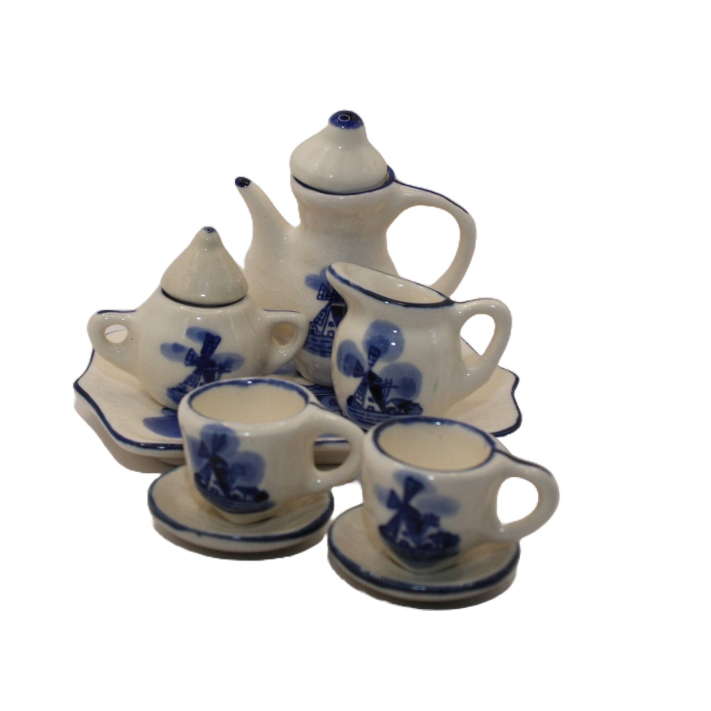 Beautiful Delft Blue Miniature Doll Service - A Piece of Dutch Tradition! - Free Shipping