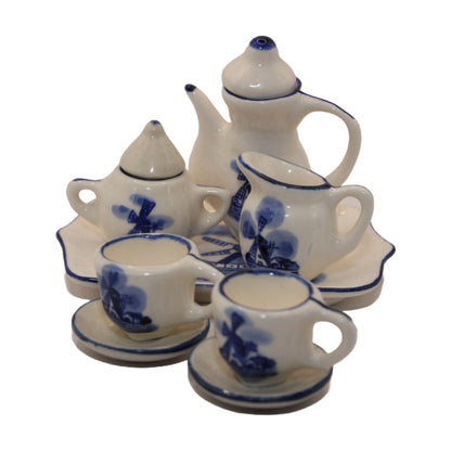 Beautiful Delft Blue Miniature Doll Service - A Piece of Dutch Tradition! - Free Shipping