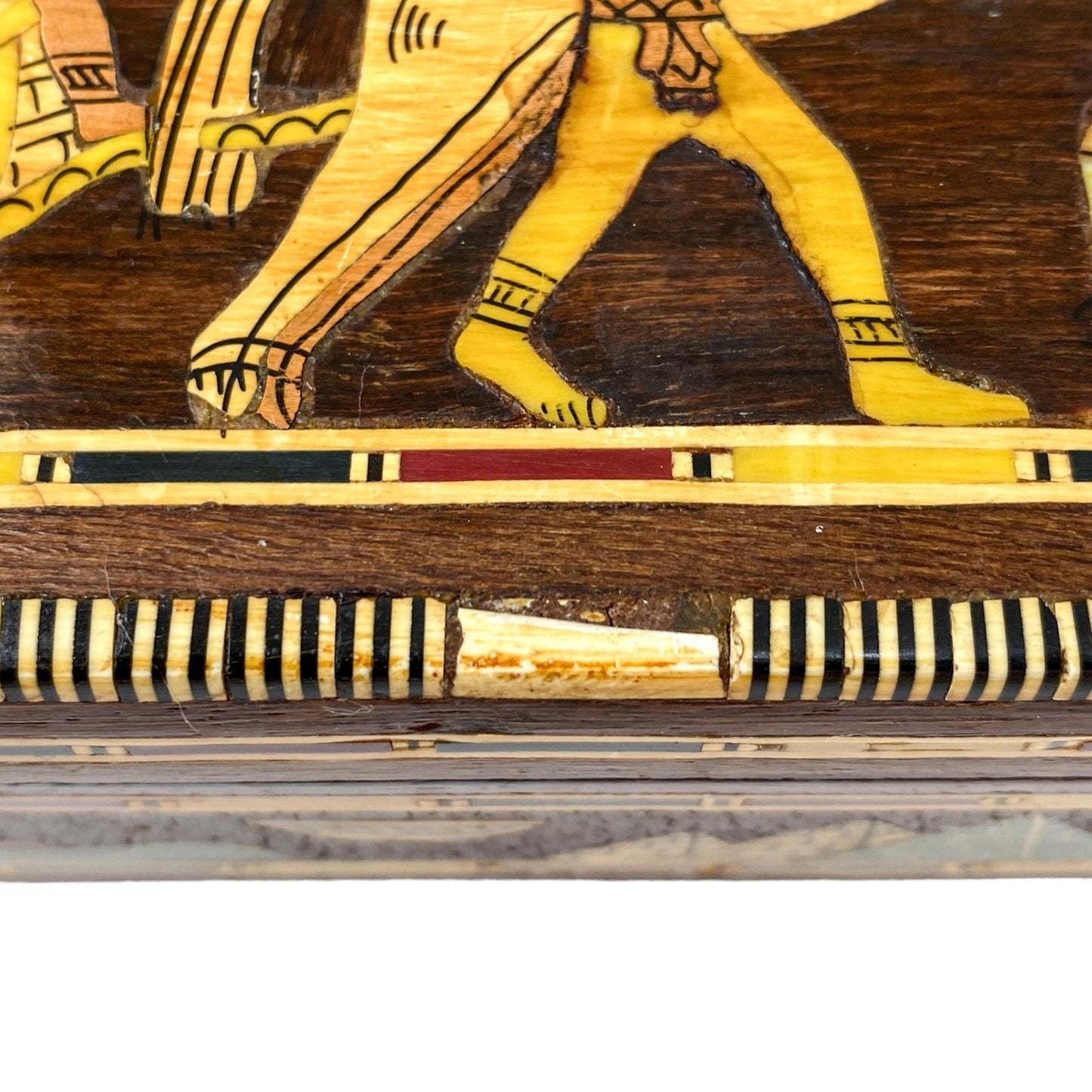 Egyptische Ingelegde Doos met Wagenmenner en Parelmoeren Vogel en Slang - Gratis verzending - Kunst - Antiek kistje - Vintage