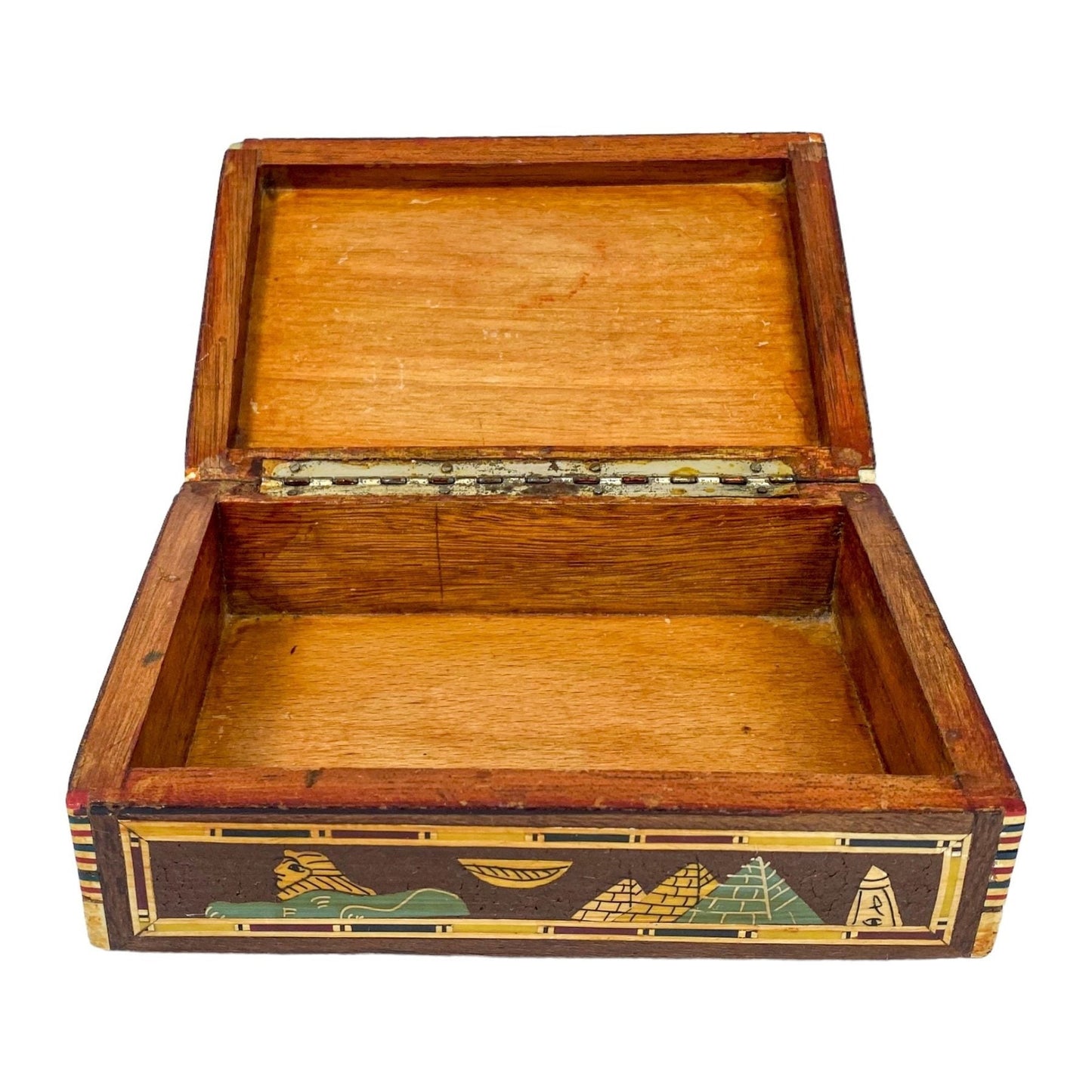 Egyptische Ingelegde Doos met Wagenmenner en Parelmoeren Vogel en Slang - Gratis verzending - Kunst - Antiek kistje - Vintage