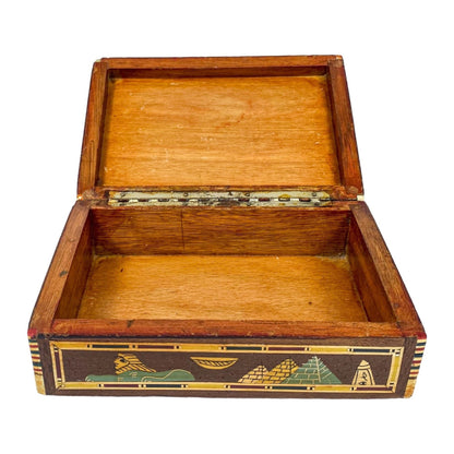 Egyptische Ingelegde Doos met Wagenmenner en Parelmoeren Vogel en Slang - Gratis verzending - Kunst - Antiek kistje - Vintage