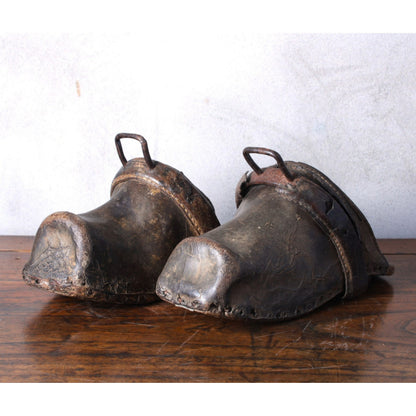 Antique Spanish Castilian Stirrups - Circa 1850, Wood, Leather & Metal - Free Shipping - Home Decoration - Equestrian