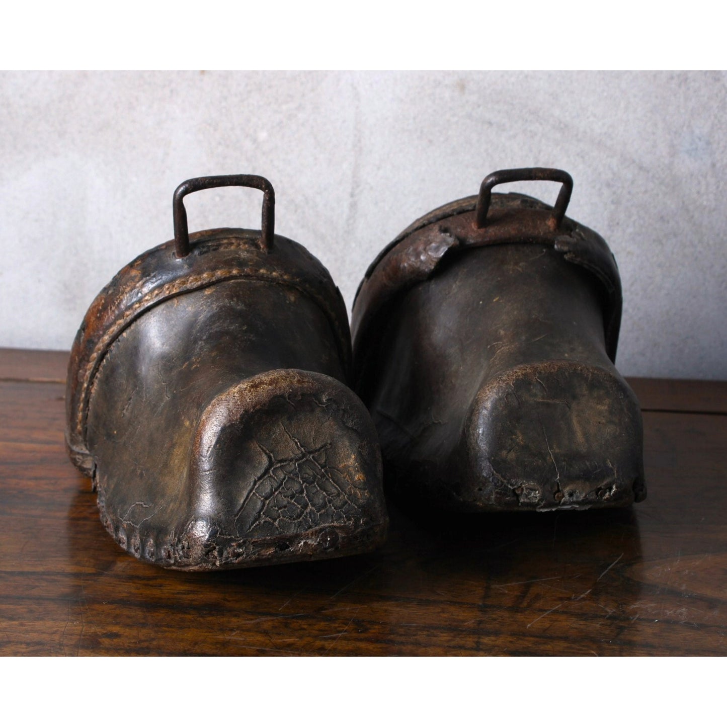 Antique Spanish Castilian Stirrups - Circa 1850, Wood, Leather & Metal - Free Shipping - Home Decoration - Equestrian