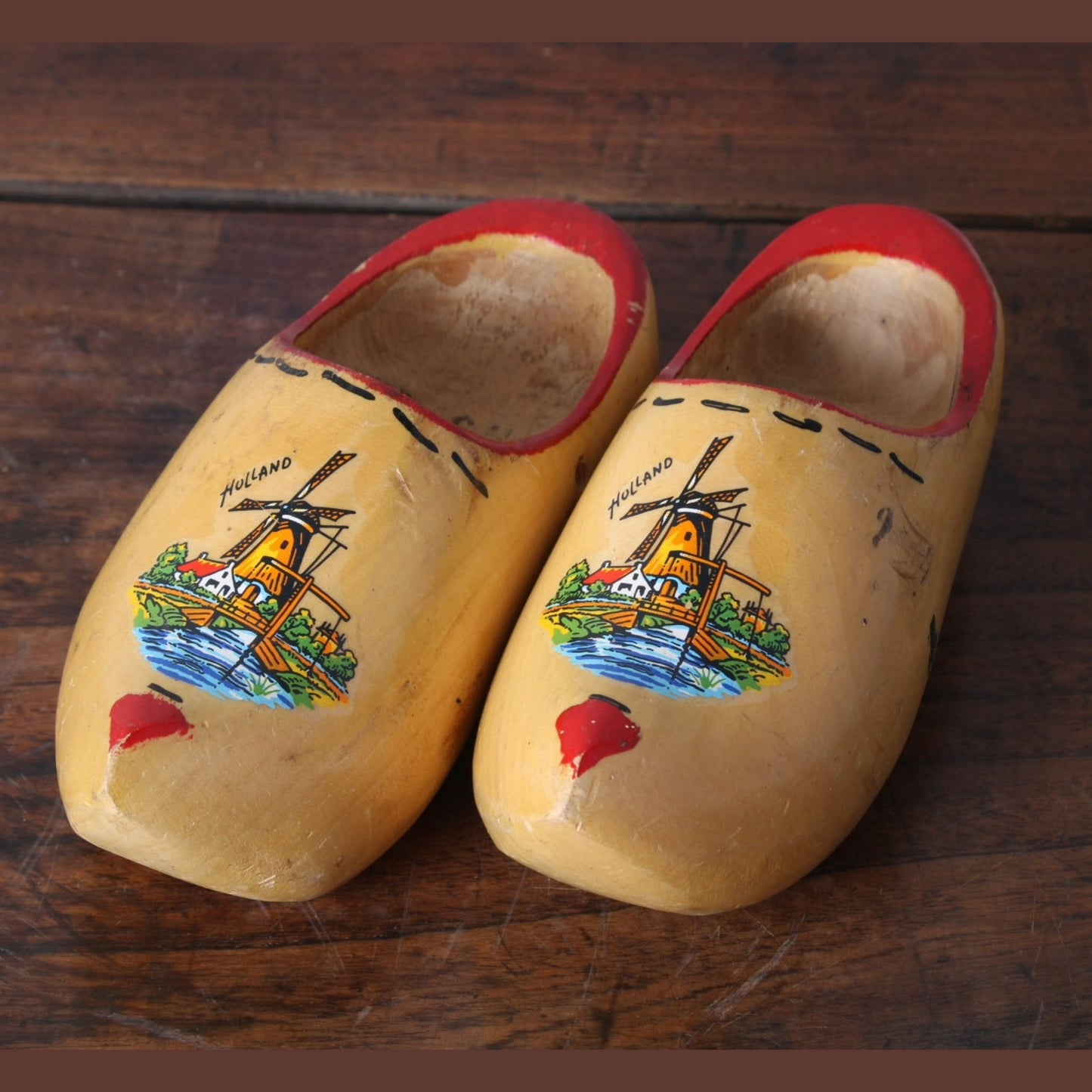 Authentieke Gebruikte Nederlandse Kinderklompen (Maat 3) met Traditionele Molenprent - Gratis verzending - Decoratie - Home Decoration