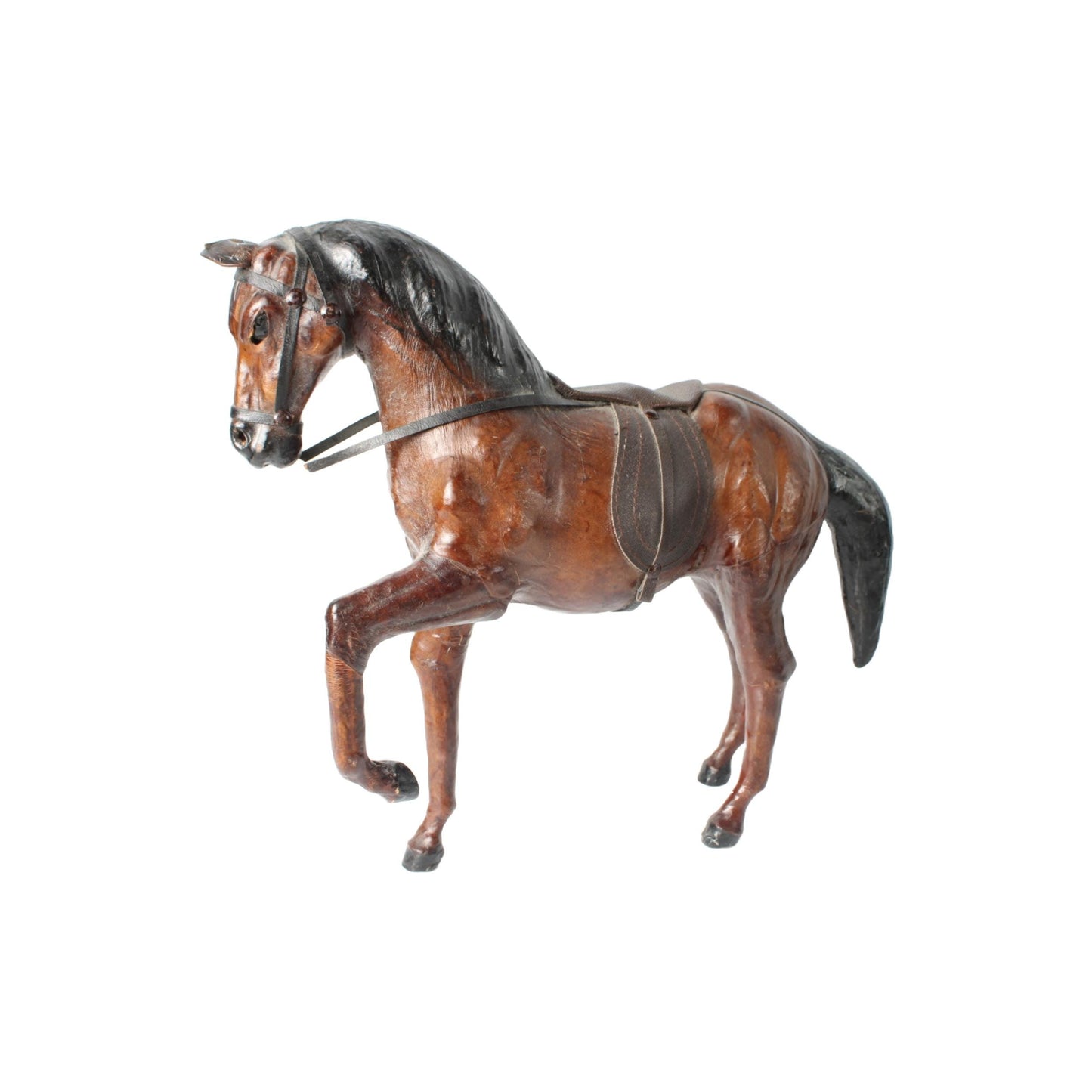 Zeldzaam Vintage Lederen Paard - Handgemaakt Collectors Item - Gratis Verzending - 31 cm Hoog, 36 cm Lang
