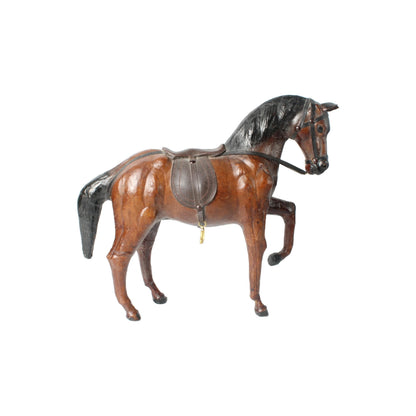 Zeldzaam Vintage Lederen Paard - Handgemaakt Collectors Item - Gratis Verzending - 31 cm Hoog, 36 cm Lang