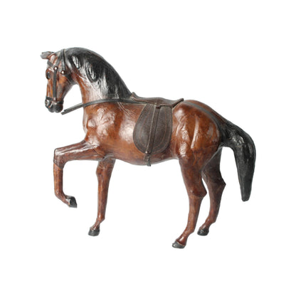 Zeldzaam Vintage Lederen Paard - Handgemaakt Collectors Item - Gratis Verzending - 31 cm Hoog, 36 cm Lang