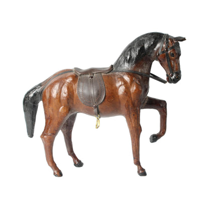 Zeldzaam Vintage Lederen Paard - Handgemaakt Collectors Item - Gratis Verzending - 31 cm Hoog, 36 cm Lang