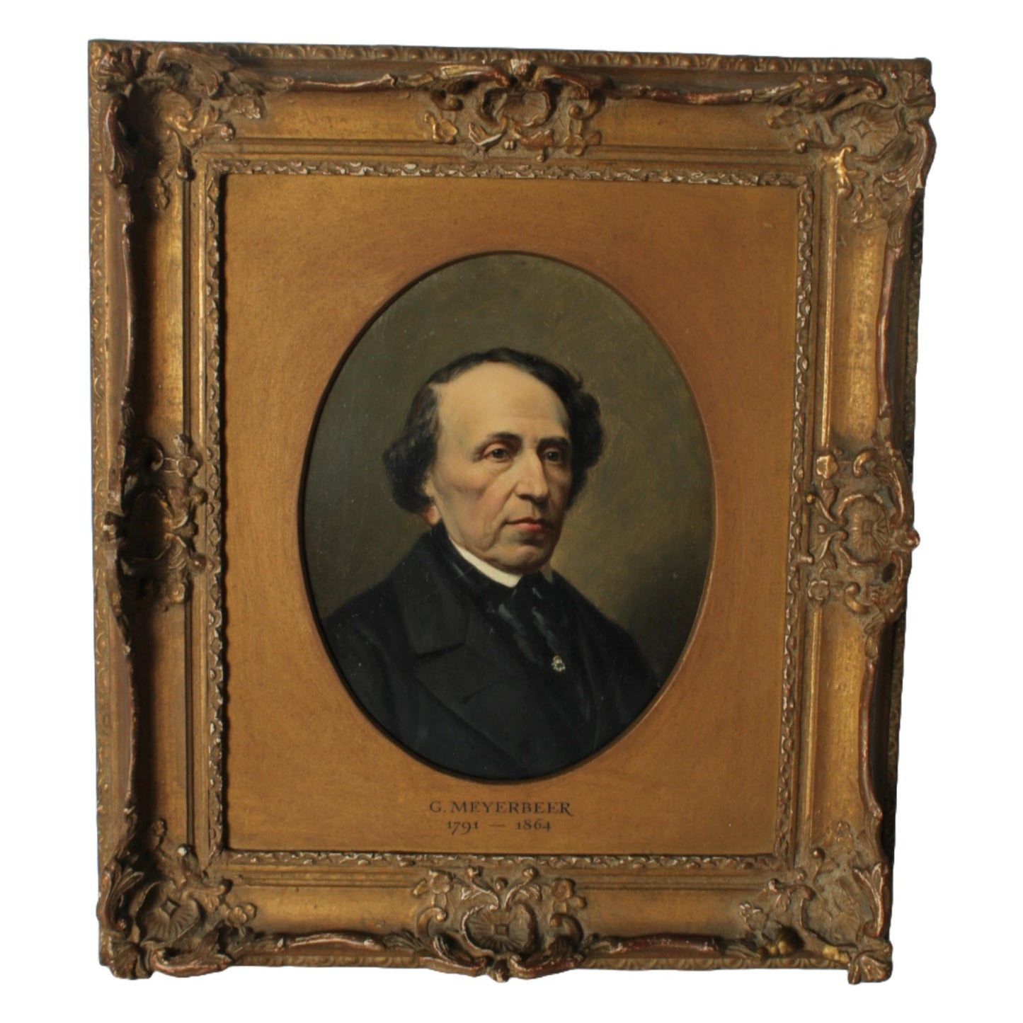 Set of 4 European Men's Portraits - 19th Century - Bach, Meyerbeer, Adolphe Thiers - Oil on Panel