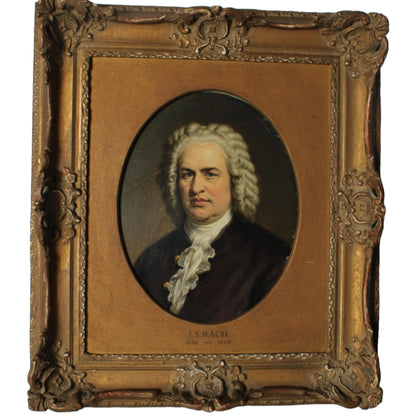 Set of 4 European Men's Portraits - 19th Century - Bach, Meyerbeer, Adolphe Thiers - Oil on Panel