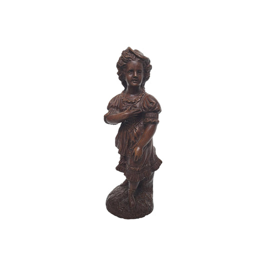 Decoratief Beeld van een Victoriaans Geklede Meisje - Gesigneerd - 28 cm Hoog