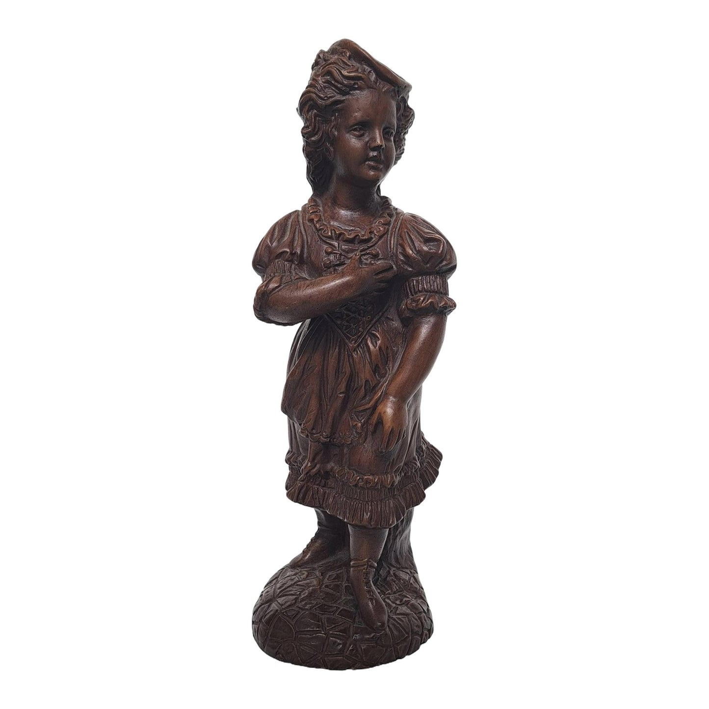Decoratief Beeld van een Victoriaans Geklede Meisje - Gesigneerd - 28 cm Hoog