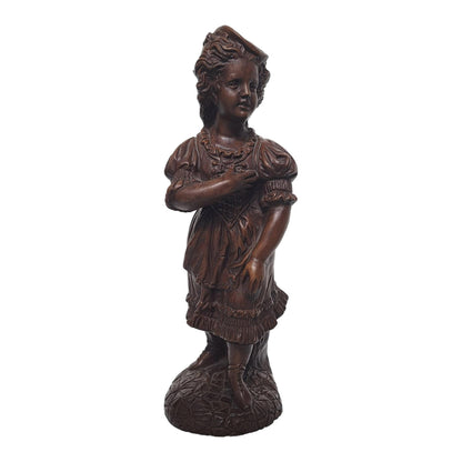 Decoratief Beeld van een Victoriaans Geklede Meisje - Gesigneerd - 28 cm Hoog