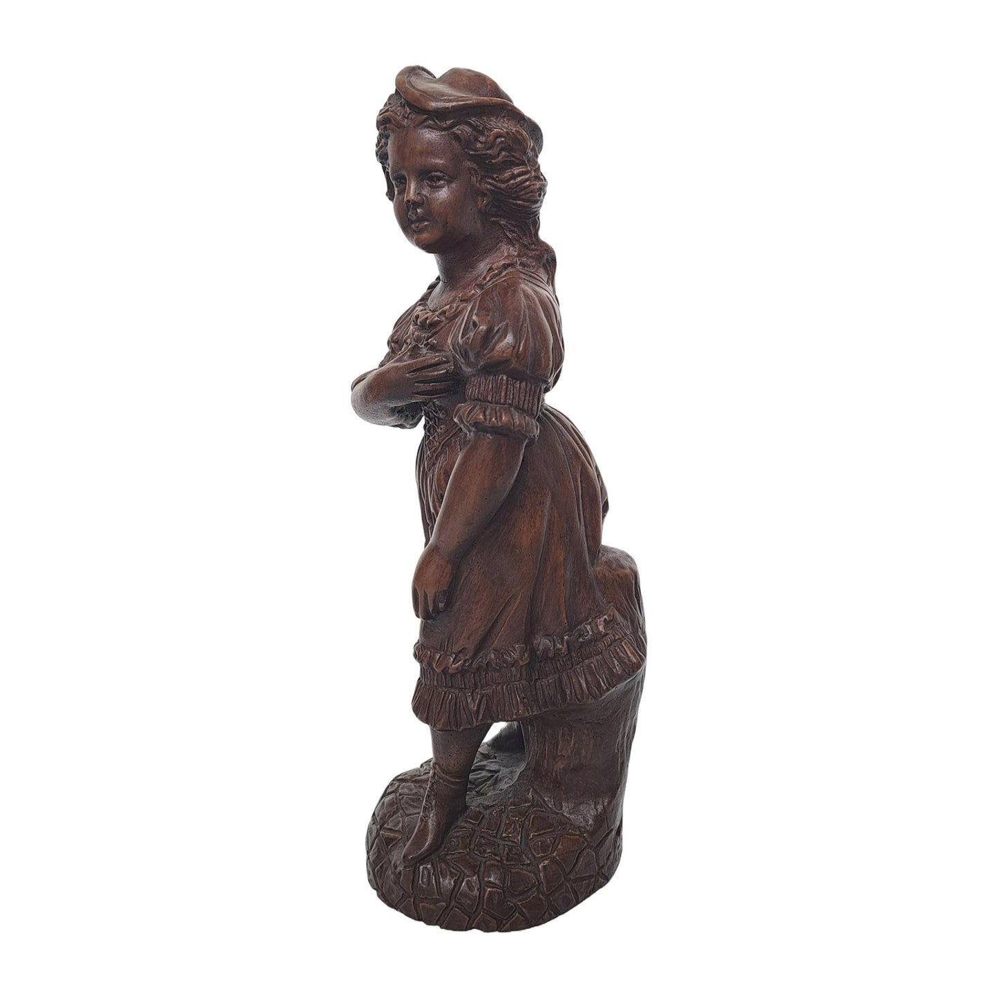 Decoratief Beeld van een Victoriaans Geklede Meisje - Gesigneerd - 28 cm Hoog